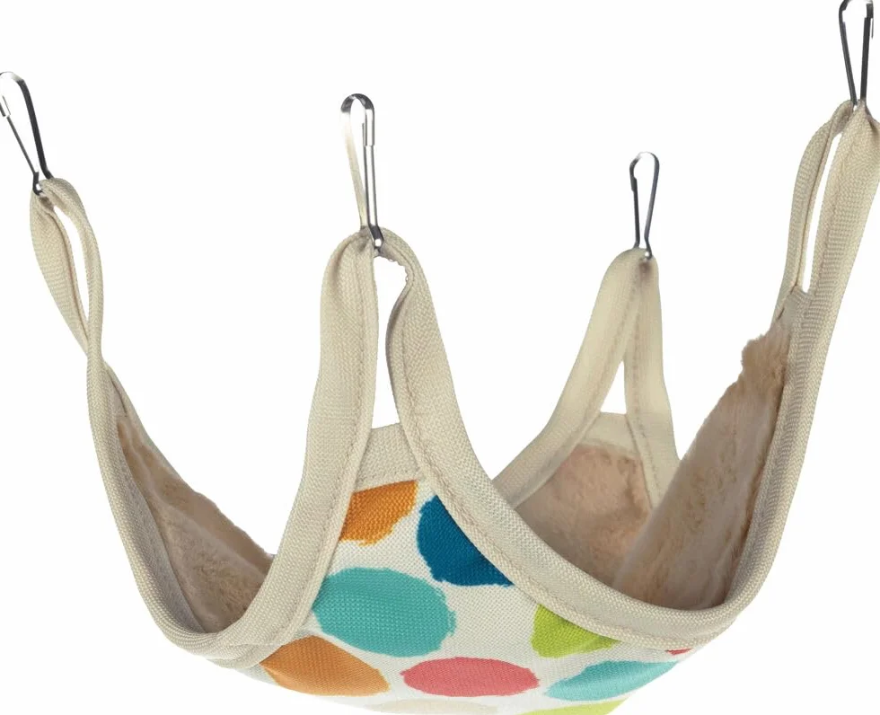 Flamingo Hamac pour rongeurs Fizi Multicolore - 27x27x0,5cm - avec Crochets pour l'accrocher - Lavable et Confortable - Idéal pour Hamsters et Cochons d'Inde