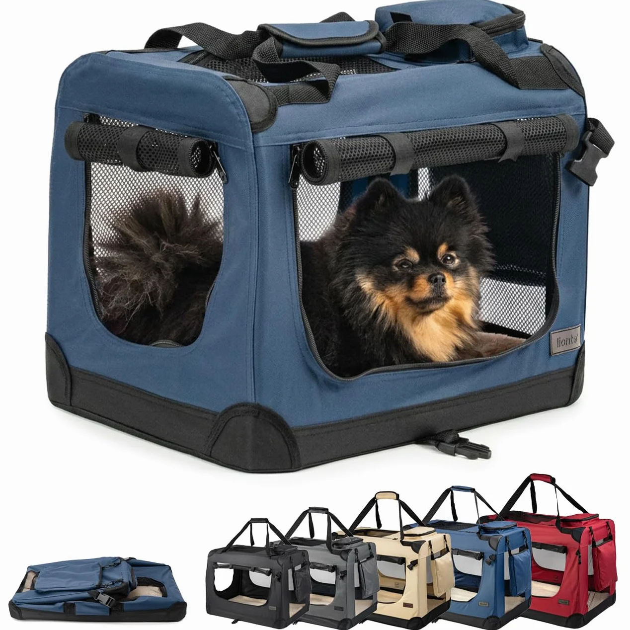Lionto Caisse de Transport Pliable pour Chien Chat 50x34x36 cm Tissu Oxford Robuste