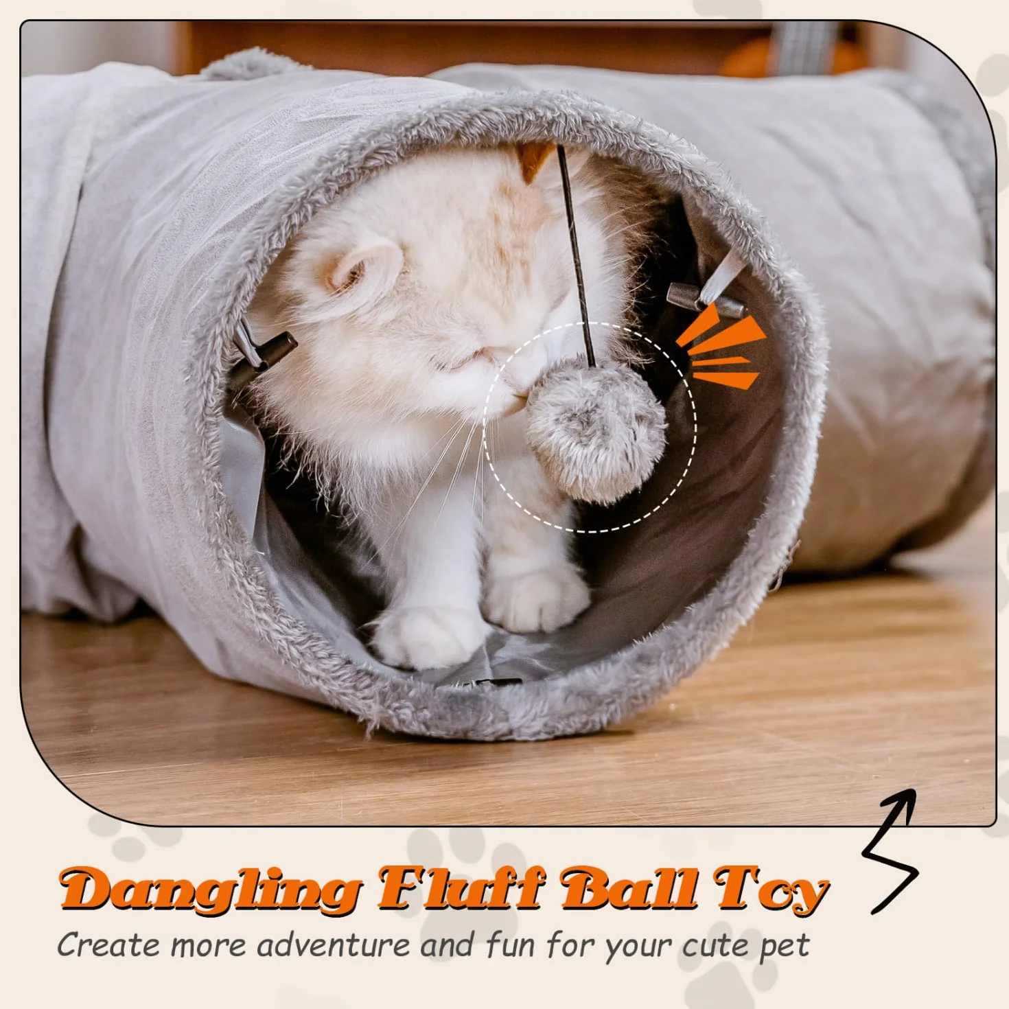 Nobleza Jouet Tunnel pour Chat avec 3 Voies, Tunnel en Daim pour Chats avec 1 Trou et Balle Suspendue, Tunnels Pliable pour Petits Animaux Lapin Cobaye Chats, Gris