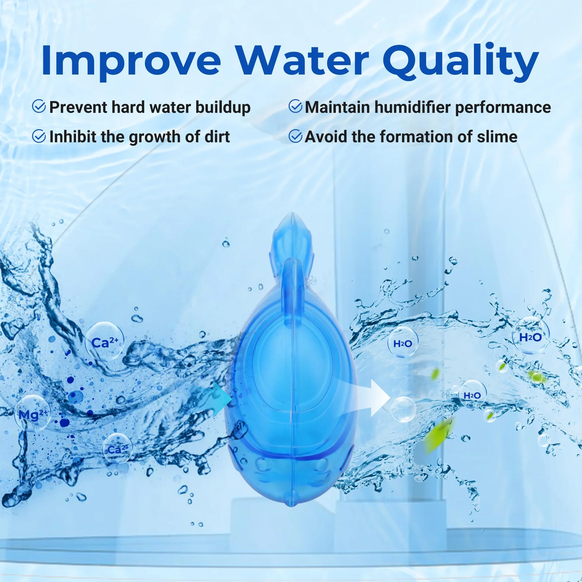 Lot de 6 humidificateurs de nettoyage pour poissons compatibles avec aquariums - Bleu