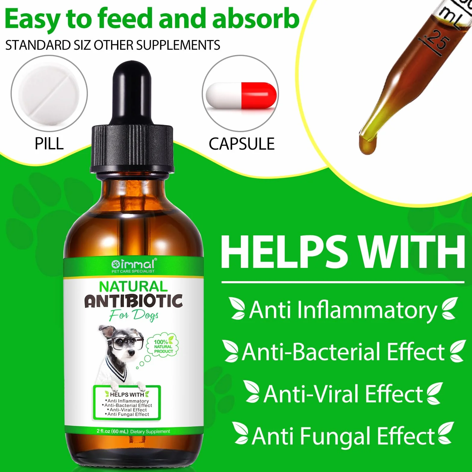 Antibiotiques pour Chiens Infections Allergies Soulagement Démangeaisons 60ml