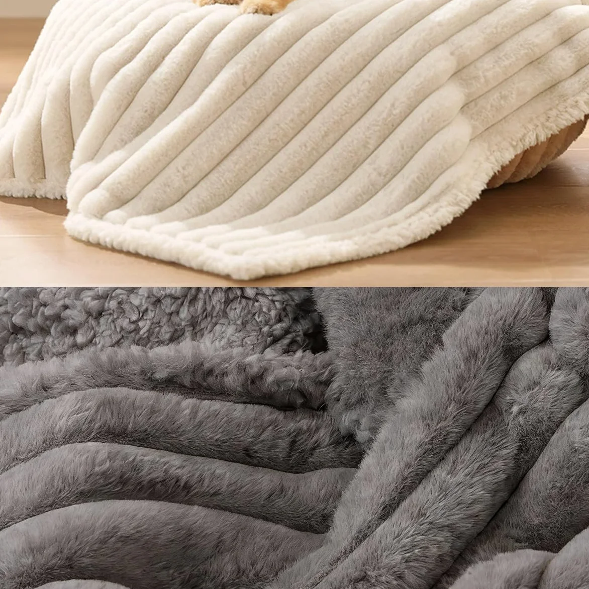 Couverture imperméable en polaire sherpa lavable pour animal de compagnie de taille moyenne et grande pour canapé, lit et protection de siège de voiture - Jeté en peluche douce pour chiot et chaton
