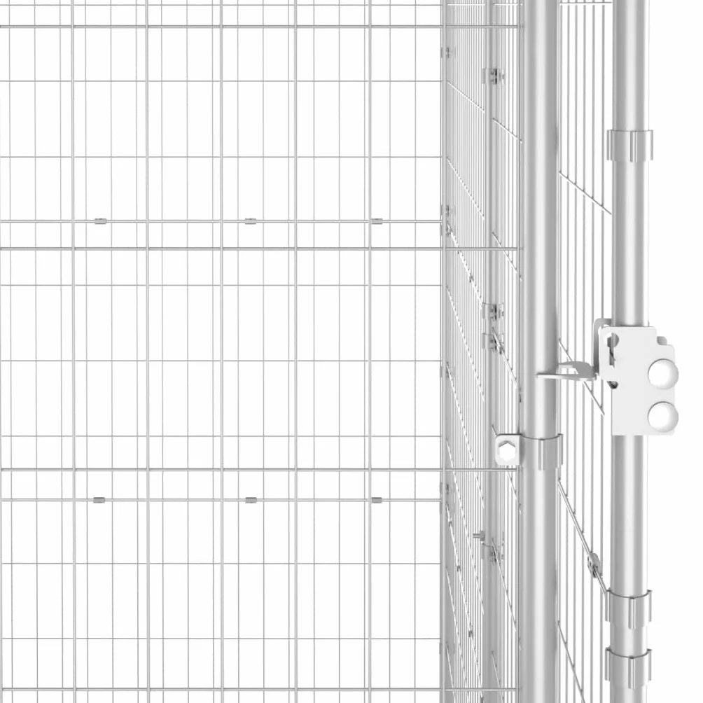 Toshilian Chenil d'extérieur pour Chien, Enclos Niche Cage pour Chien Métal Acier galvanisé avec Toit 9,68 m² Argent