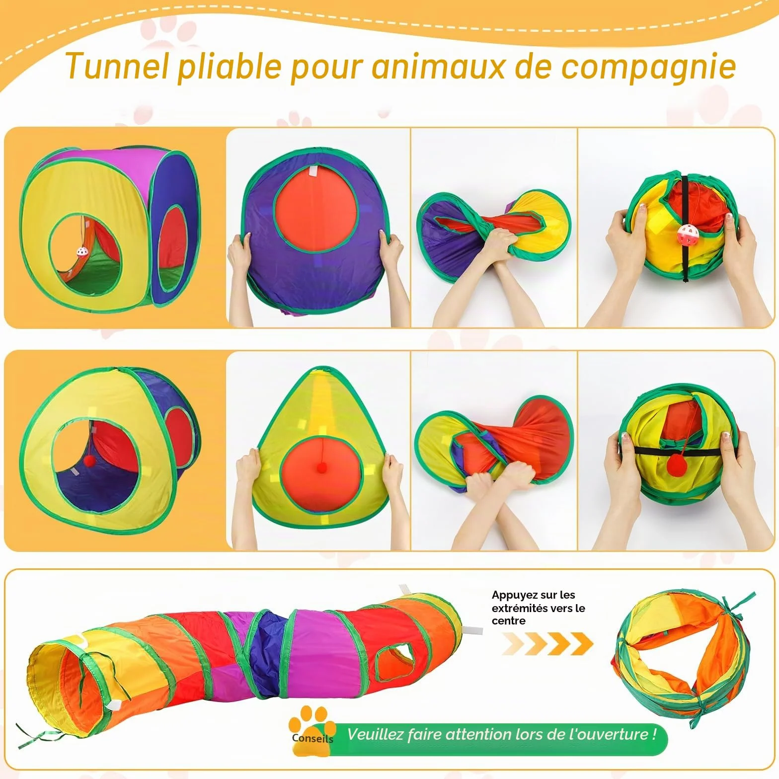 Jouet Tunnel Tente pour Chat Interieur Exterieur Jeu Tunelle pour Chat Interactif 3 en 1 Jouets pour Chats Jeux pour Chaton Tunelle Cat Toy Tunnel Pliable Cadeau pour Chien Lapin Chats Cobaye