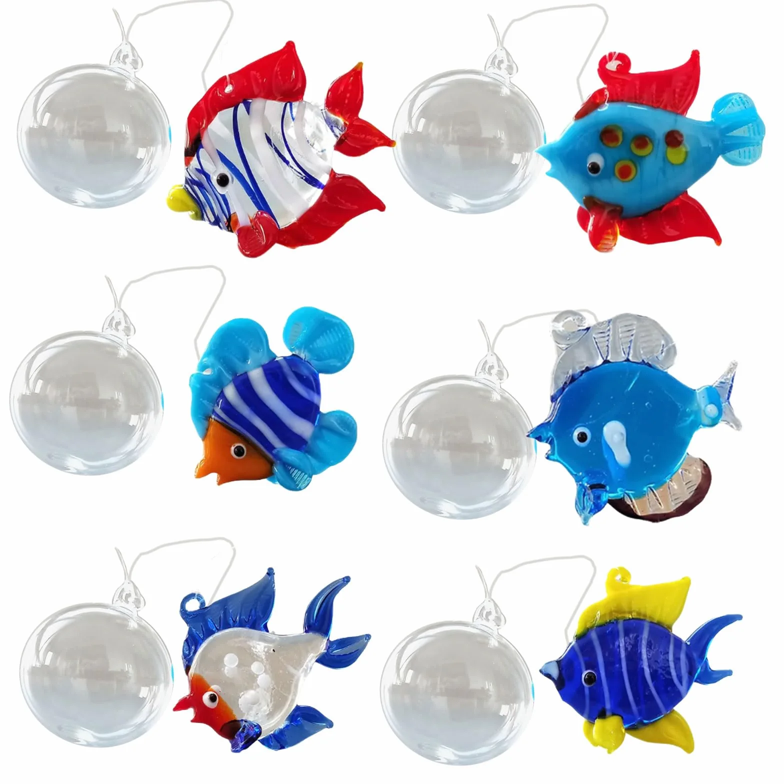 Lot de 6 boules flottantes en verre coloré pour aquarium
