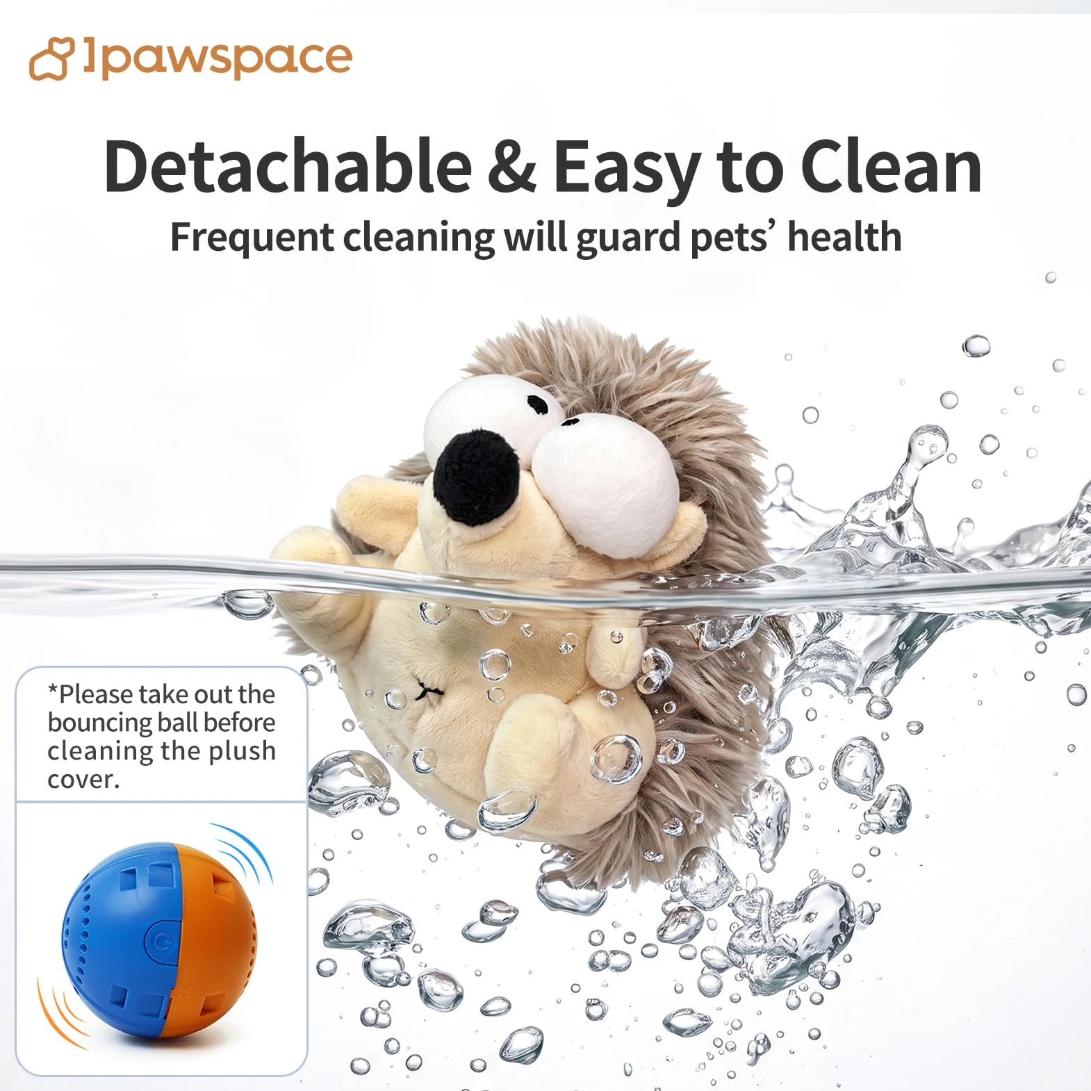 Jouet interactif pour chien, jouet couineur en peluche pour les garder occupés, jeu autonome avec balle vibrante et rebondissante rechargeable pour chiens de petite/moyenne taille - Hérisson