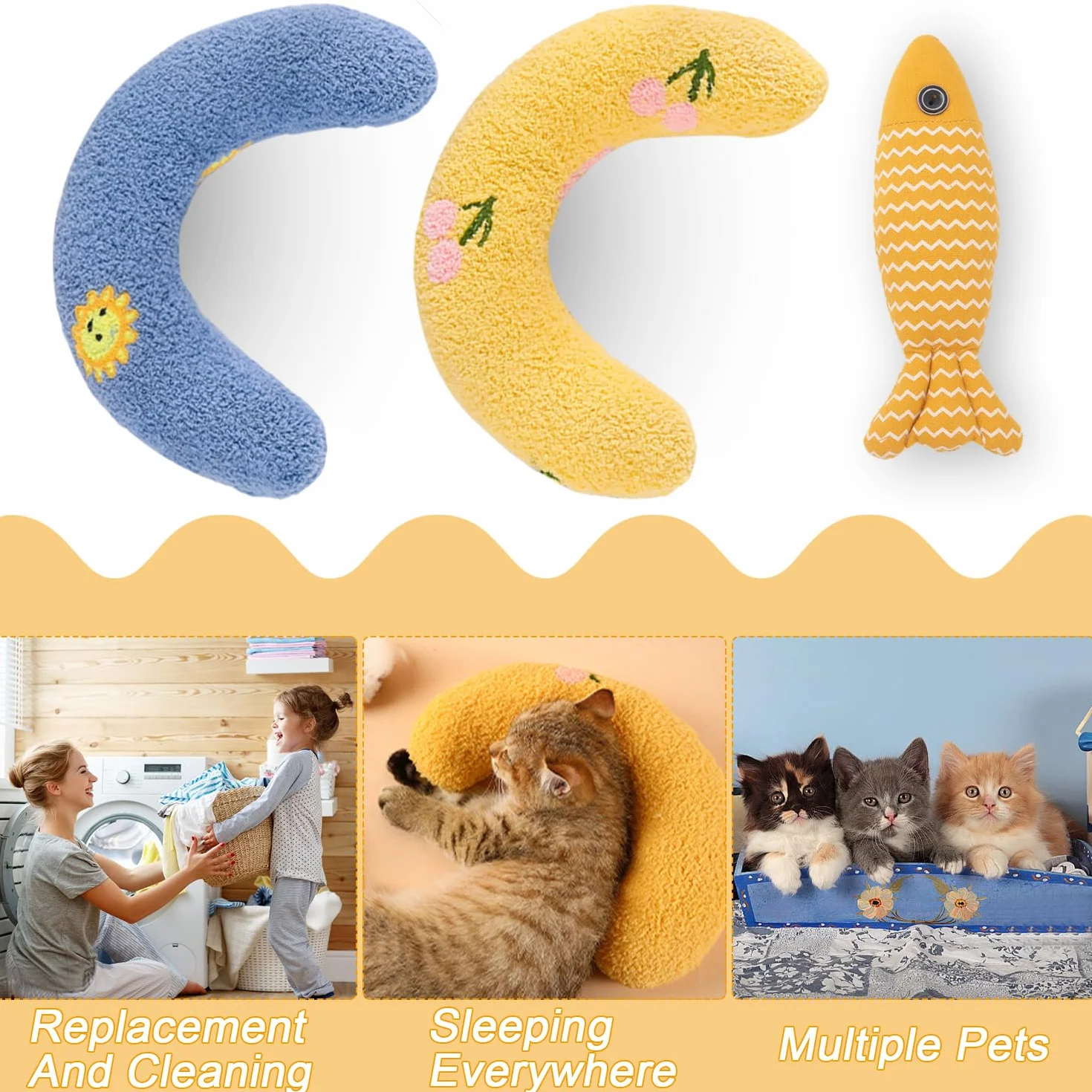 Oreiller pour Chat en Forme U, Petit Coussin Apaisant pour Chien, Dormir, Reposer