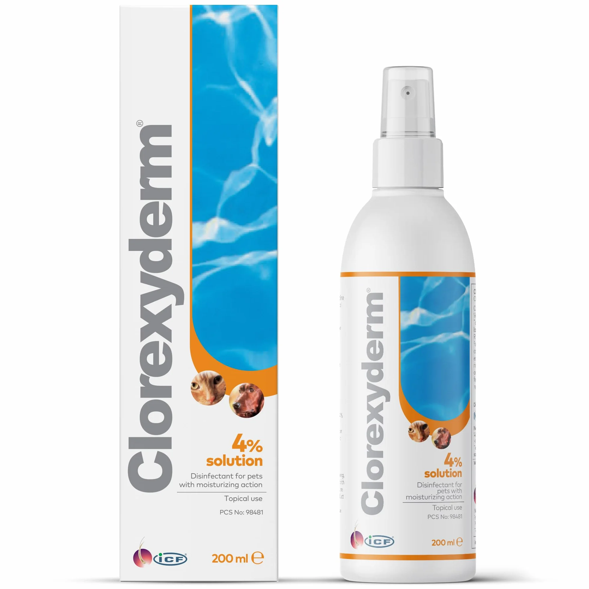 Clorexyderm Solution 4% Désinfectante Hydratante pour Chiens et Chats 200 ML