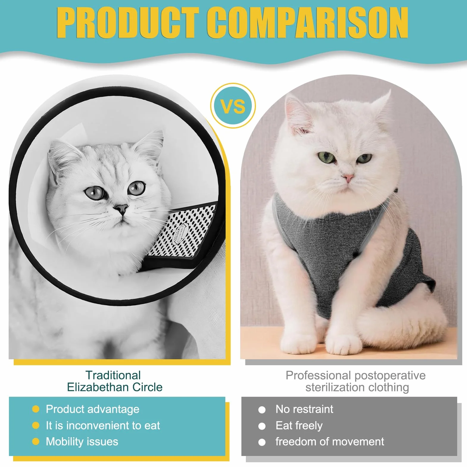 Body pour Chat après Stérilisation, Post Opératoire, Coton Doux, Protection Plaies, Taille M, 3-5kg, Gris