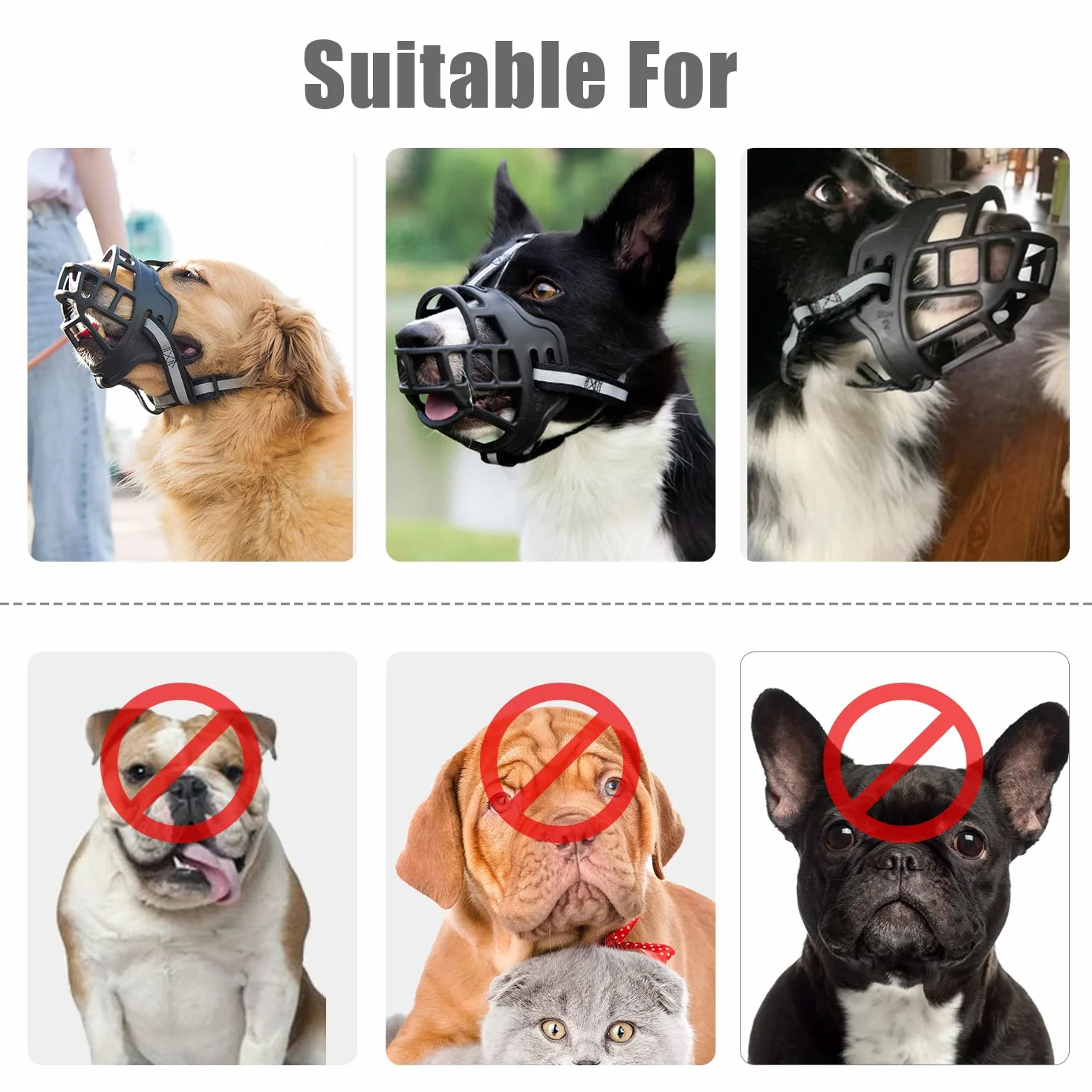 Muselière pour Chien, Museau en Silicone Souple pour Chiens, avec Bandeau Respirant en Maille et Nylon Résistant pour Petits,Moyens Et Grands Chiens ((Number 2)…)