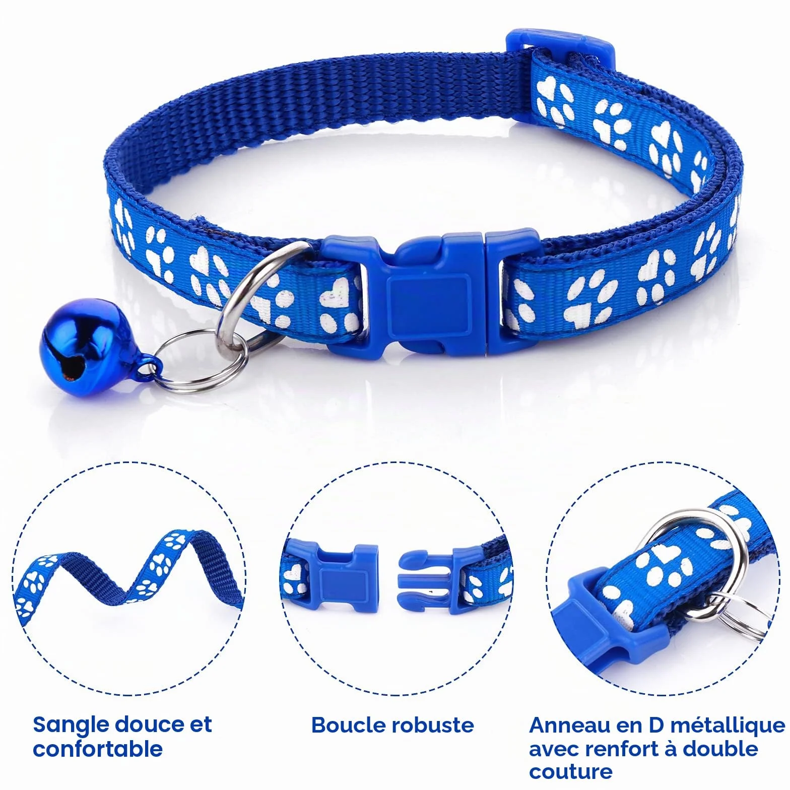 Molain Ensemble Collier et Laisse pour Chiens, Chatons, Chat, Réglable Collier de Voiture Durable et Laisse de Dressage Rapide