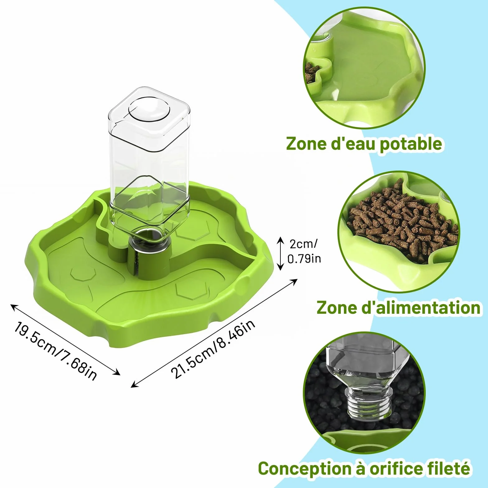 Sharplace Mangeoire pour Reptiles et Accessoires d'aquarium Conteneur Polyvalent Herbe Verte