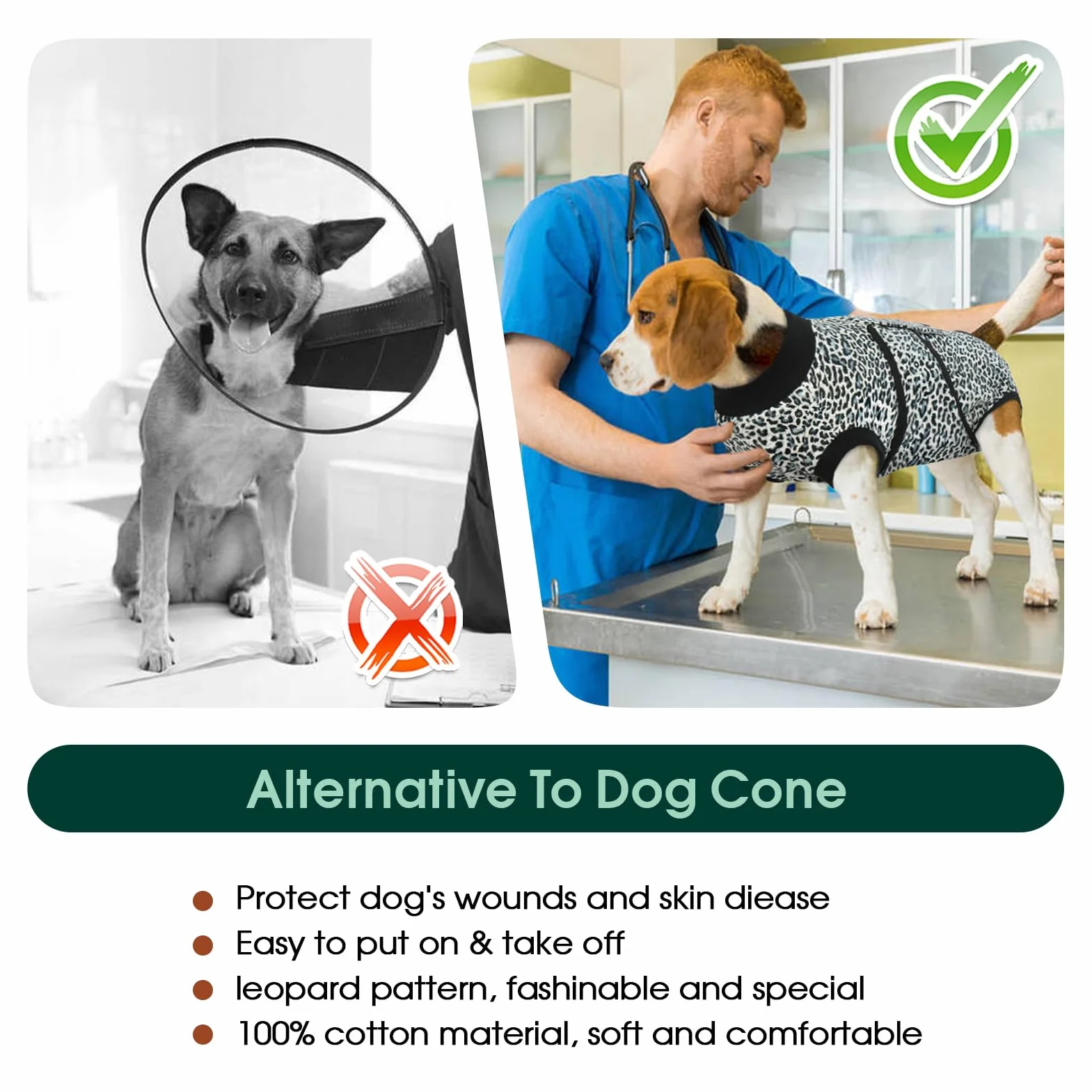 Kusser Body antiléchage chien opération respirant chien mâle alternative collier élisabéthain