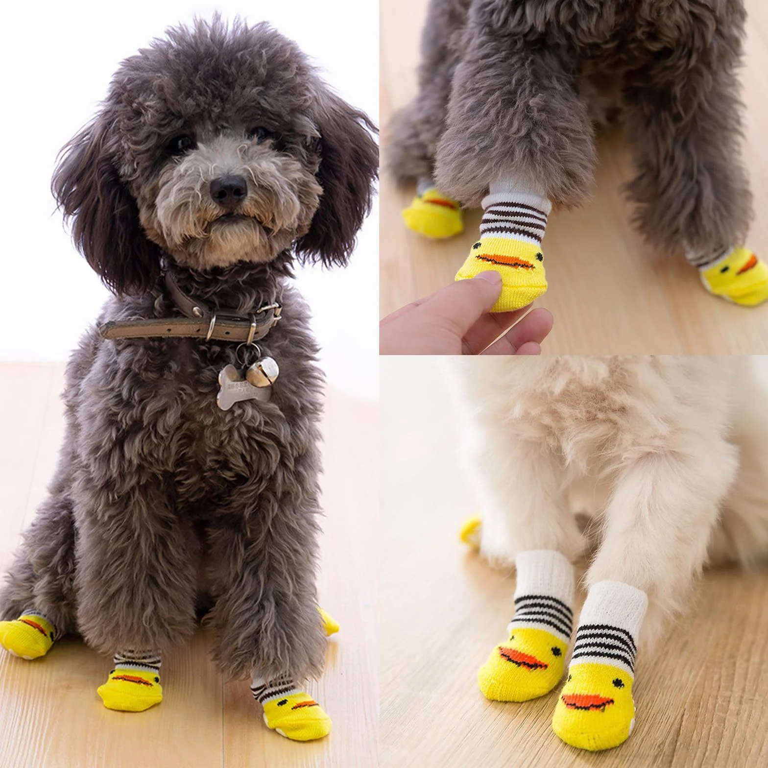 Chaussettes Antidérapantes pour Chien et Chat 16PCS Protège-Pattes Chaussons Petits Animaux