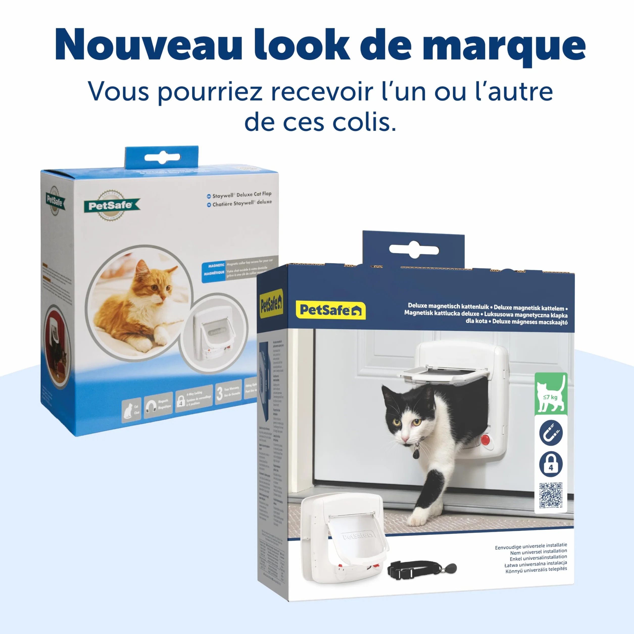 Petsafe Chatière Magnétique Deluxe Staywell pour Chat avec Verrouillage 4 Positions Collier Clé Magnétique Blanc