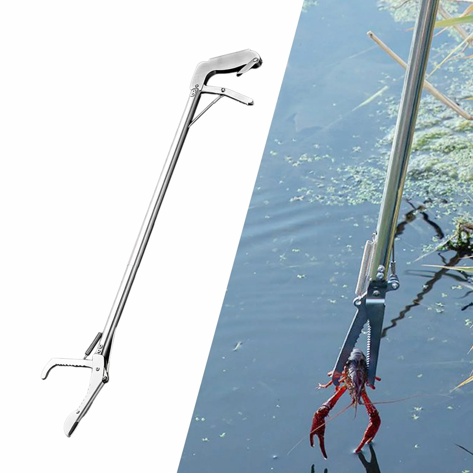 MagiDeal Pince à serpents et reptiles en acier inoxydable antidérapante pliable 150 cm outil d'alimentation à mâchoires larges Bec Coudé