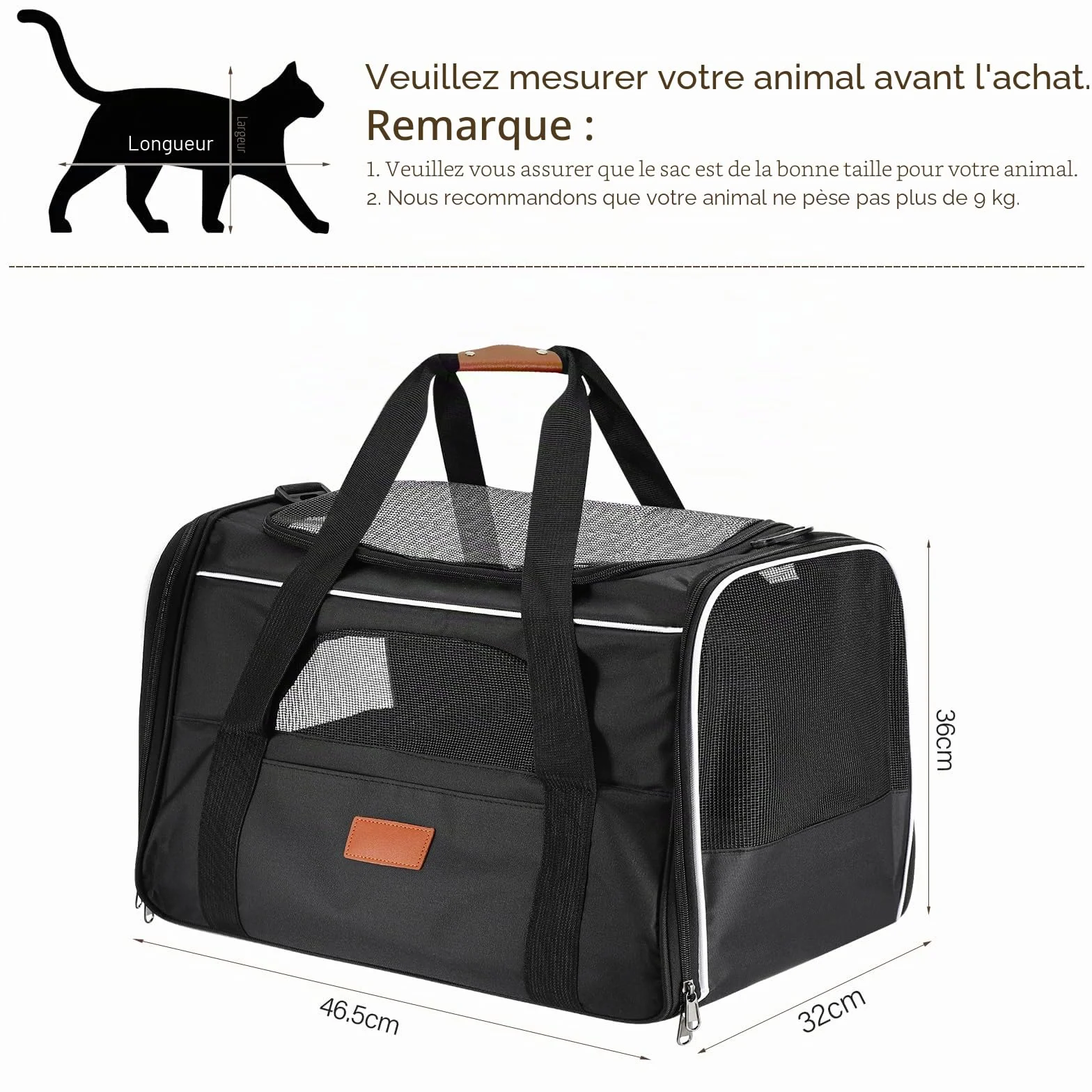 Transporteur pour Chat,Boîte de Transport pour Chat et Chien, Pliable avec bandoulière,Caisse de Transport Chat Respiran,Chats de Grande Taille et Moyenne jusqu'à 9 kgour