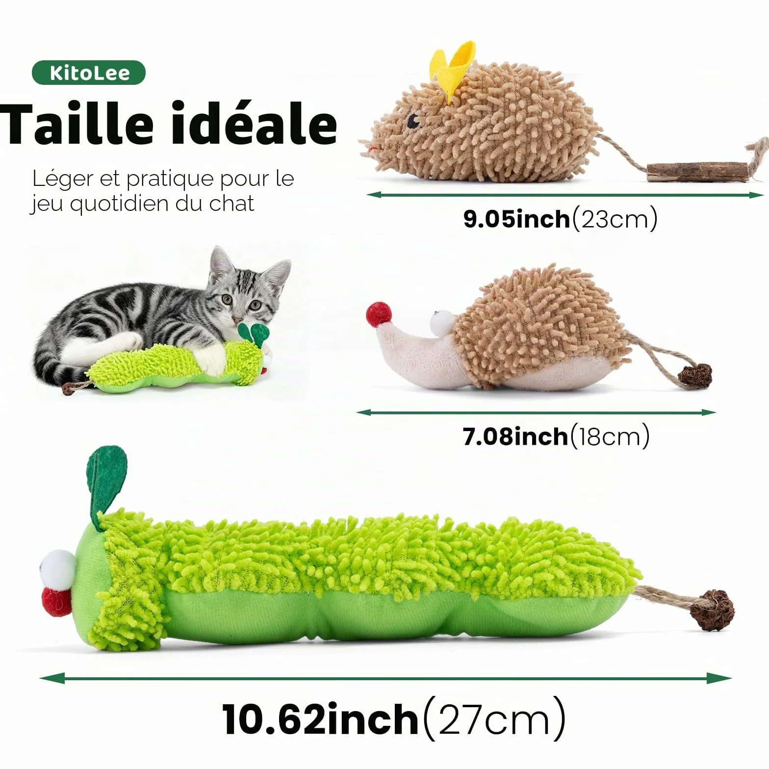 Jouet interactif en peluche pour chat herbe à chat résistant aux morsures chenille souris hérisson