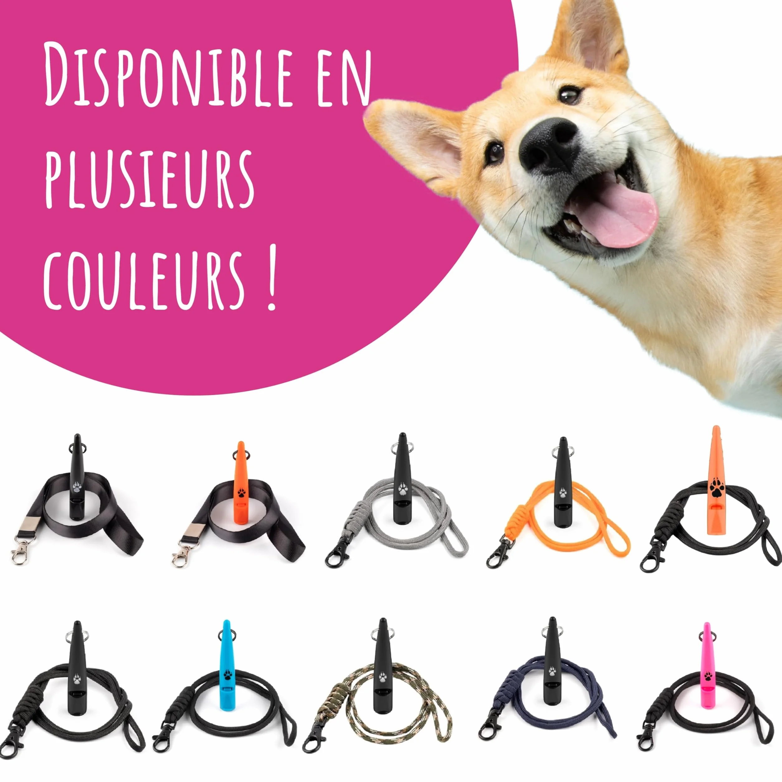 Sifflet d'entraînement pour chien TDL son fort longue portée haute fréquence avec lanière