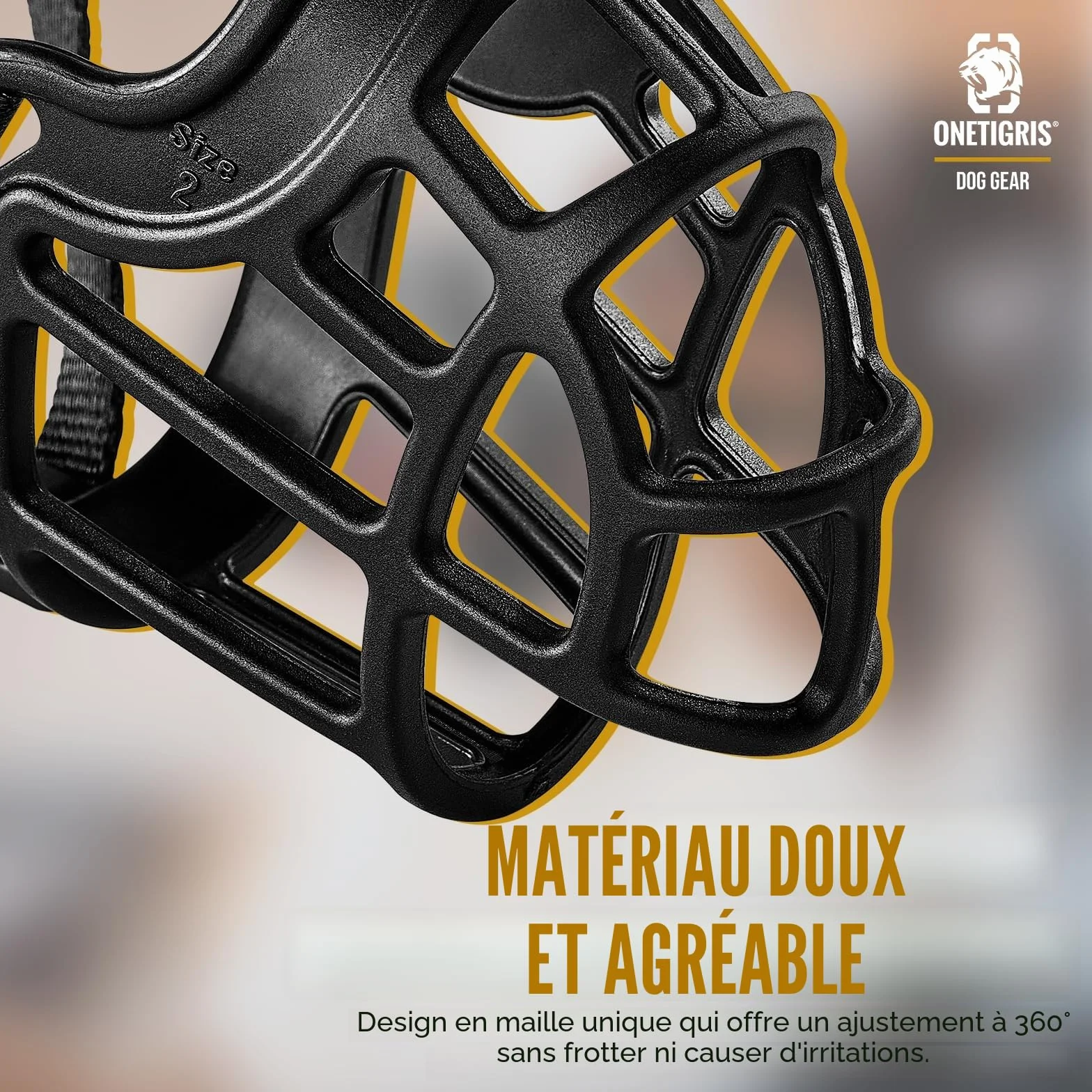 OneTigris Muselière souple pour chiens en caoutchouc résistant avec sangle réglable Convient pour les chiens de moyenne et grande taille Prévention des aboiements et morsures - Taille XL (5)