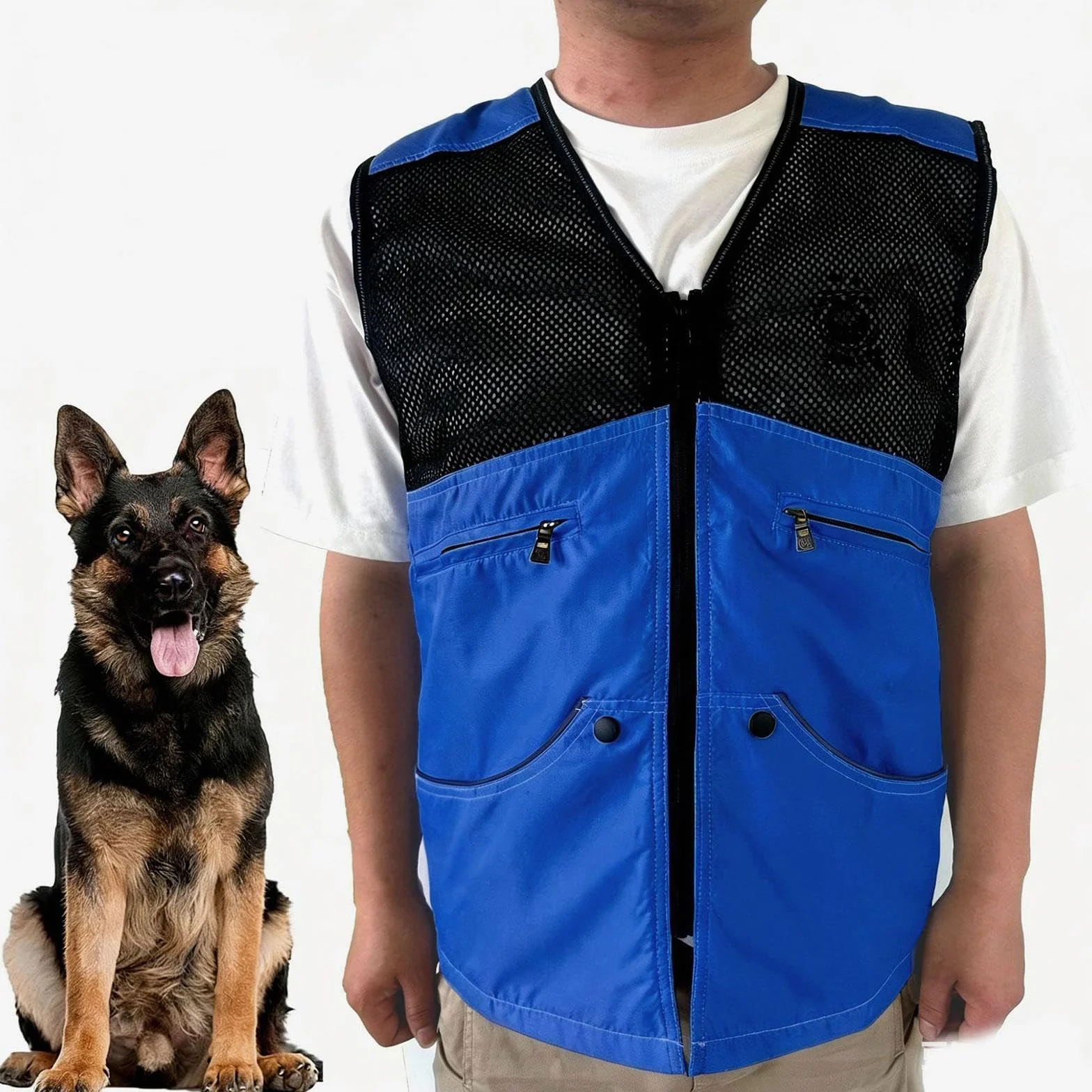 Gilet de Dressage pour Chien XXL avec Poches, Veste Multifonctionnelle en Nylon