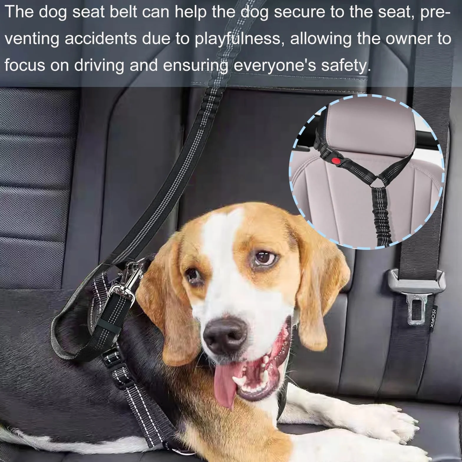 Diompirux 2 pièces Ceinture Chien Voiture, Ensemble de Harnais et Laisse de sécurité de Voiture, Multifonction Tissu Réglable Nylon Ceinture Chien avec Absorption des Chocs, pour Chien et Chat