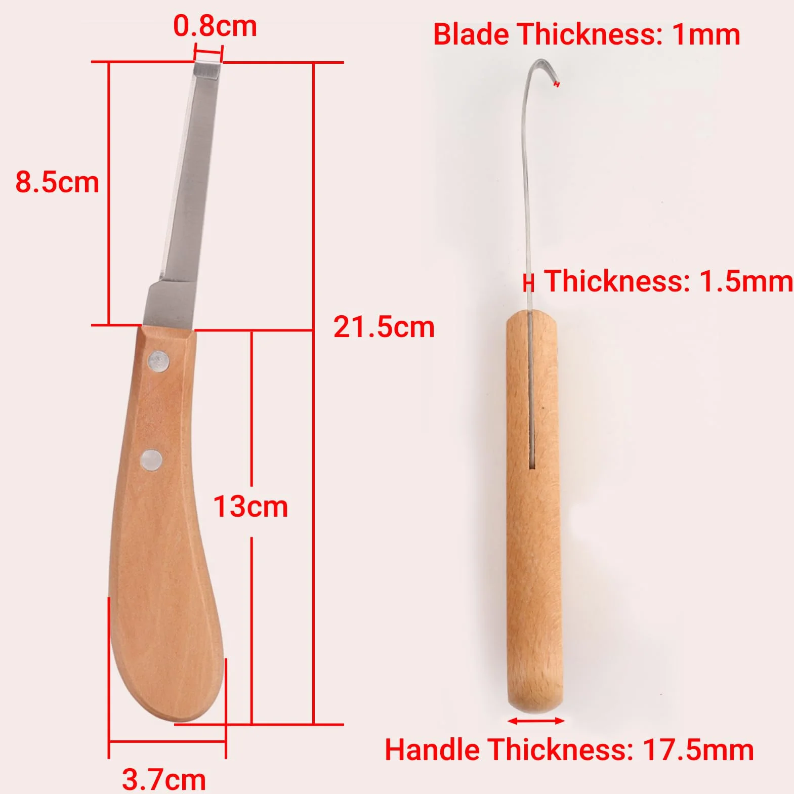 Outil de de Couteau de Sabot en Acier au Carbone de Forme de Lame Droite pour Utilisation de Cheval de Bétail (Main Droite)
