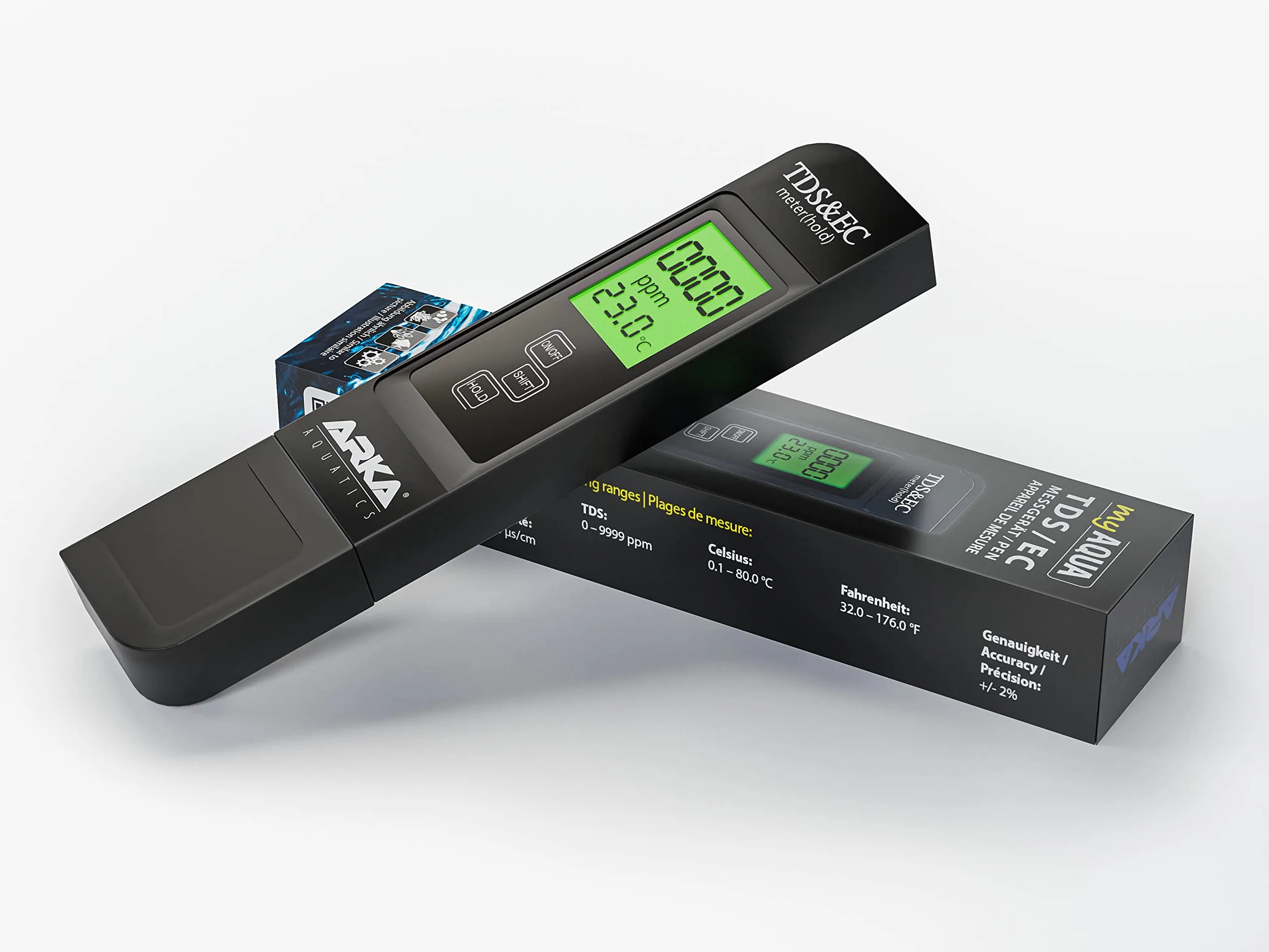 ARKA myAQUA TDS/EC Meter 3in1 - Mesure fiable TDS, EC et température avec solution d'étalonnage