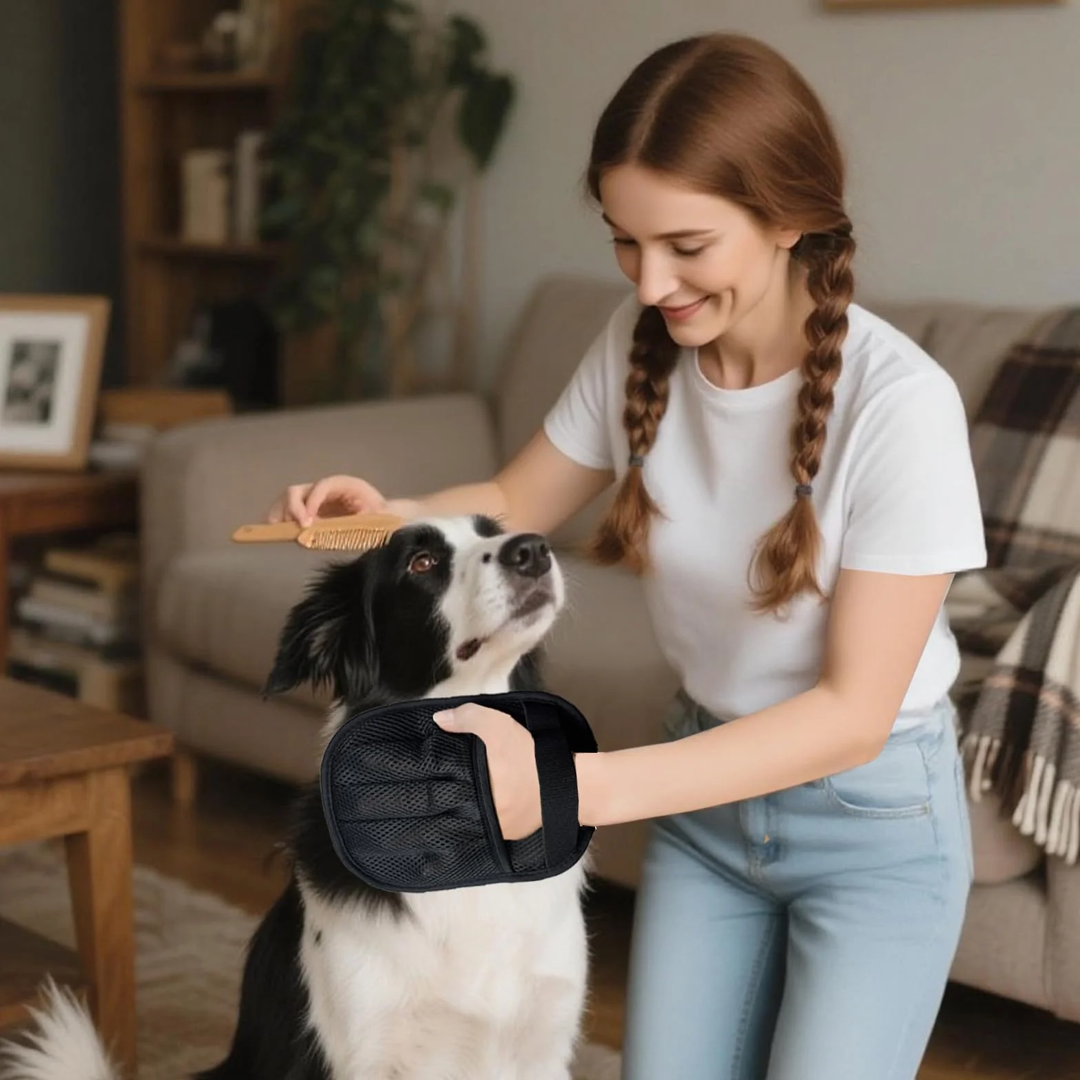 Gant Anti Poils Animaux, 2 Gants, Faciles à Nettoyer, Résistants à l'Usure