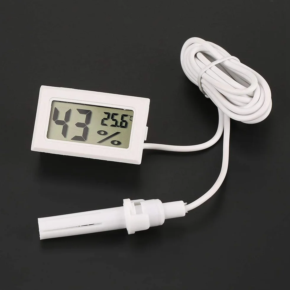 Mini Thermomètre Numérique Hygromètre avec Sonde Externe, Moniteur LCD Numérique Intérieur Extérieur Température Humidité Mètre Jauge pour Reptiles Terrarium Animal de Compagnie