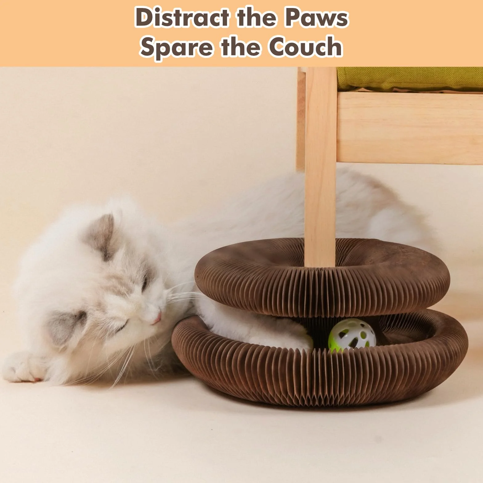 Griffoir pour Chat Magique Organ en Carton avec Balle Jouet Interactif et Circuit de Jeu Evolutif