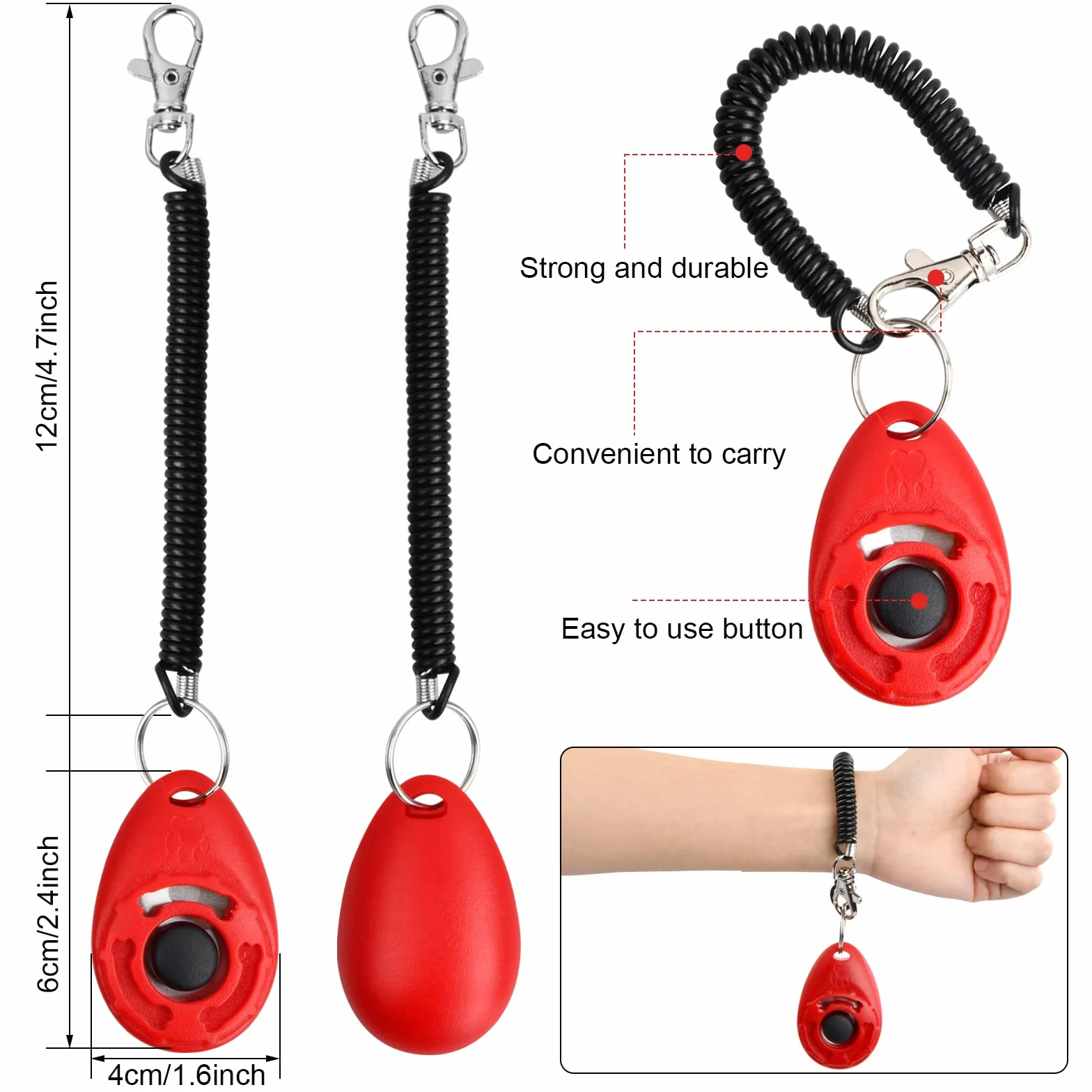 16 Pièces Chiens Clicker Formation, Pet Training Clicker, Professionnel Clicker avec Dragonne élastique, Dog Clicker Training, Dressage de Chiens Clicker pour Chat, Cheval, Chien