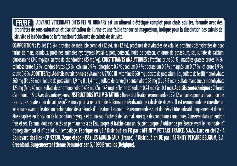 Advance Veterinary Diets Urinary - Croquettes pour Chats pour la Protection de l'appareil urinaire - 3kg