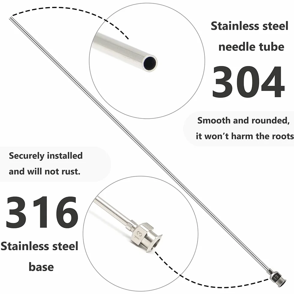 LINLAN Aquarium 40cm Acier Inoxydable Kit Aiguilles Longues avec Seringues 5ML 20ML Fertilisation Élimination Algues