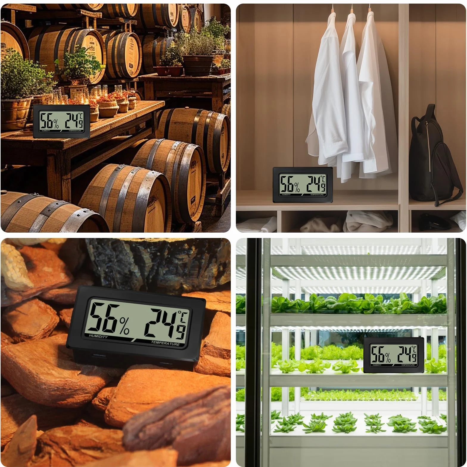 Lot De 10Thermomètre Hygromètre Digital LCD Mini thermomètre hygromètre hygromètre thermomètre thermomètre reptiles numérique intérieur pour bureau, cuisine, incubateur de jardin