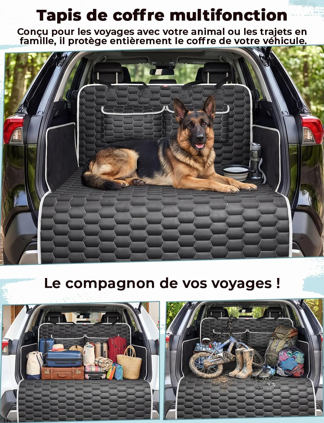Oasser Housse de Protection Coffre Voiture Chien Imperméable Antidérapant 185x102cm