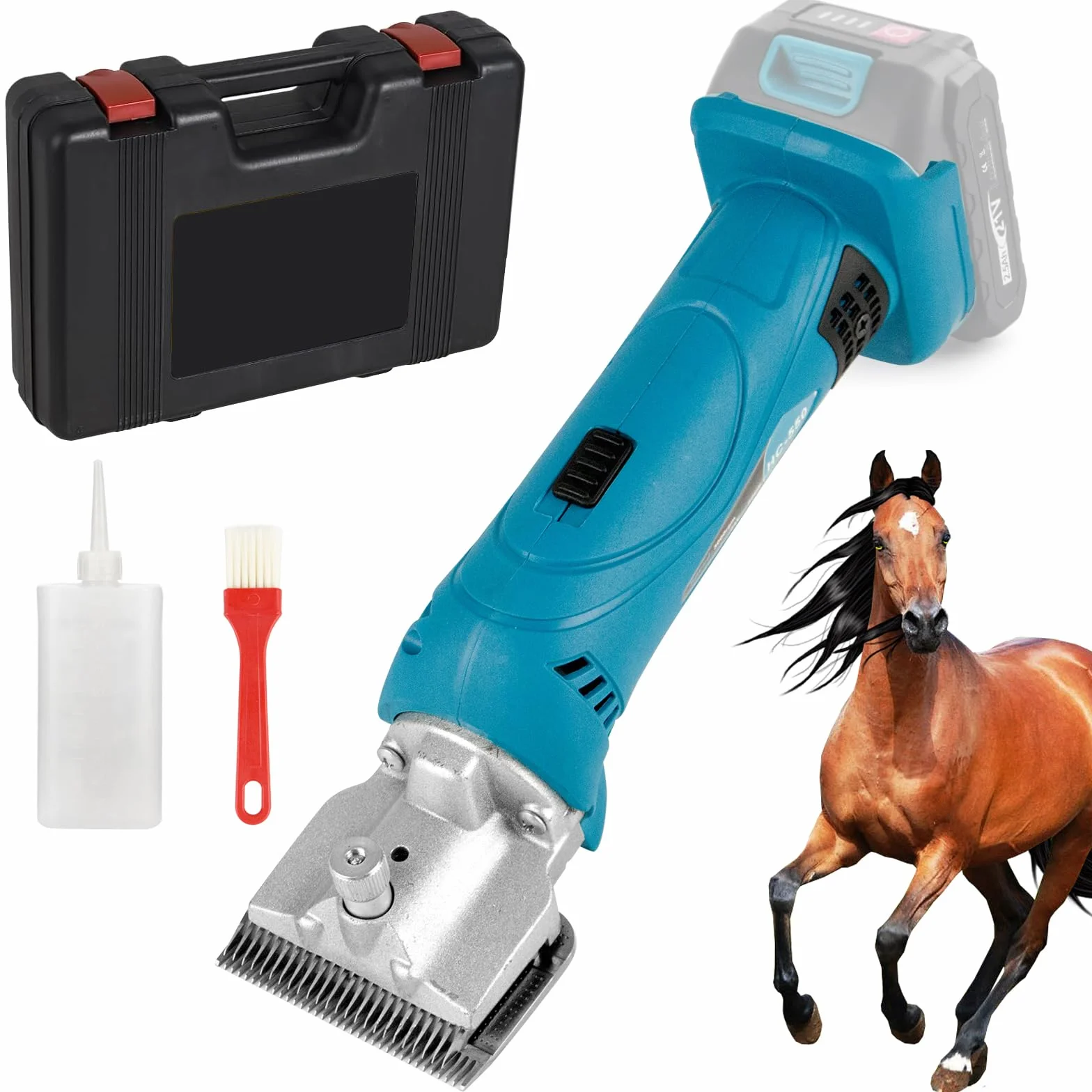 Tondeuse pour Chevaux sans Fil Compatible Makita Batteries, 6 Vitesses, 35 Dents