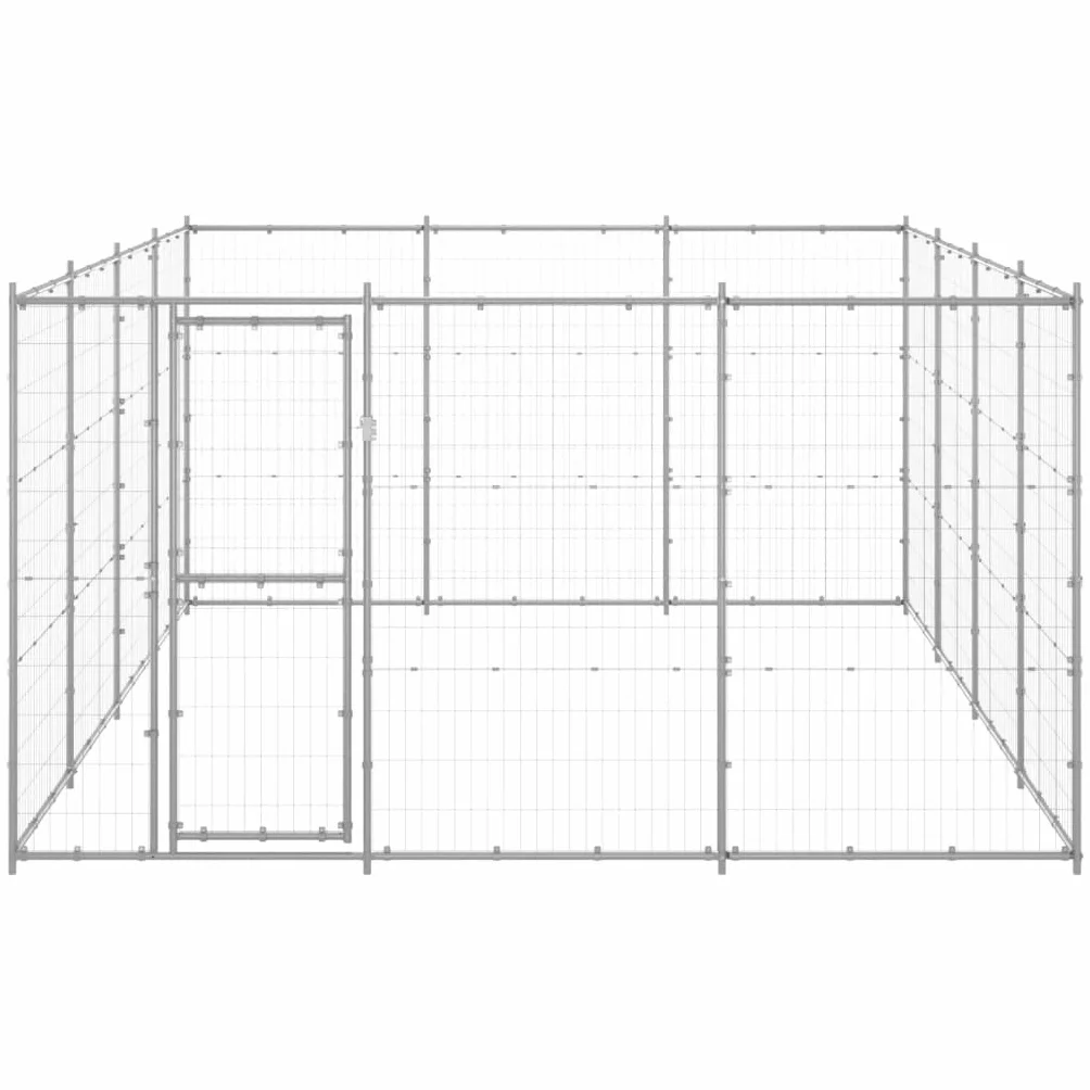 vidaXL Chenil Extérieur Acier Galvanisé 14,52 m² Enclos Cage pour Chiens