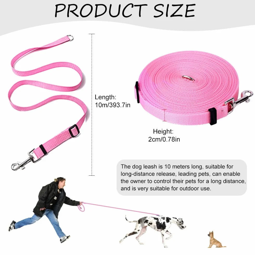 Laisse robuste étanche pour chiens 10 m verrouillage mousqueton