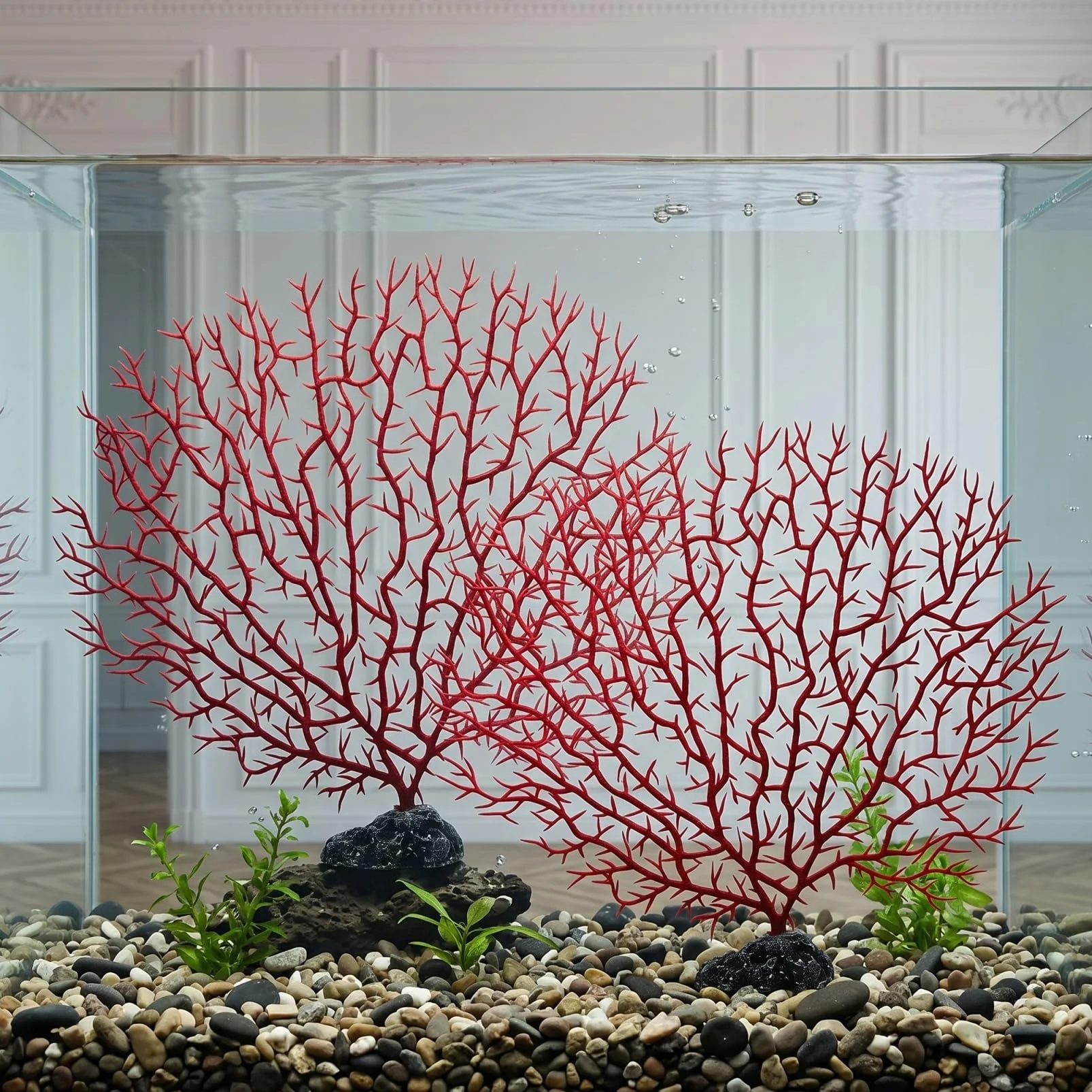 Lot De 2 Branches De Corail Artificielles pour Aquarium Plantes Plastiques Ornementales Taille Moyenne Décoration Naturelle