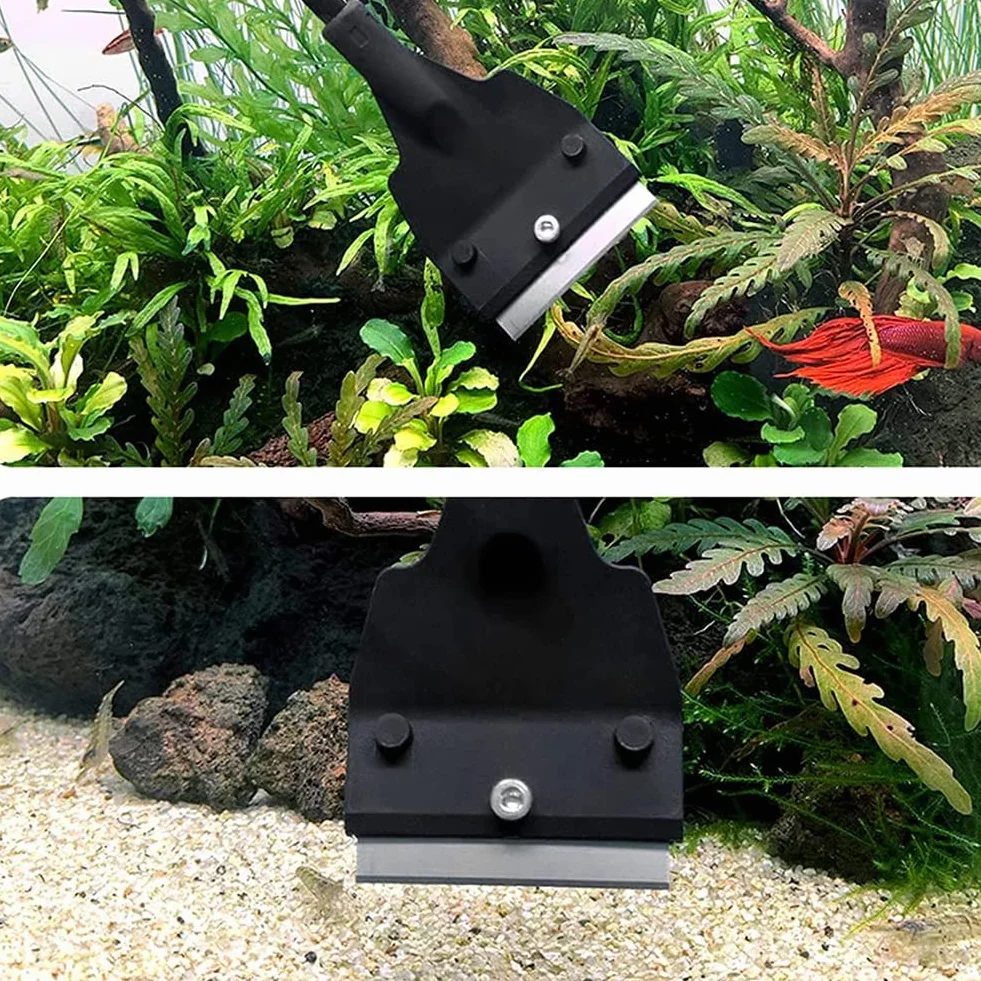 Kiuiom Nettoyeur de Grattoir Algues pour Aquarium, 30-51cm Racloir avec Tige Amovible et 5 Lames