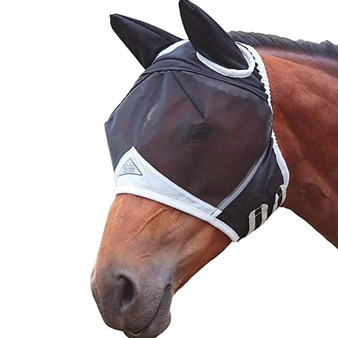 TopHomer Masque anti-mouches en maille fine avec oreilles Taille L Noir et blanc