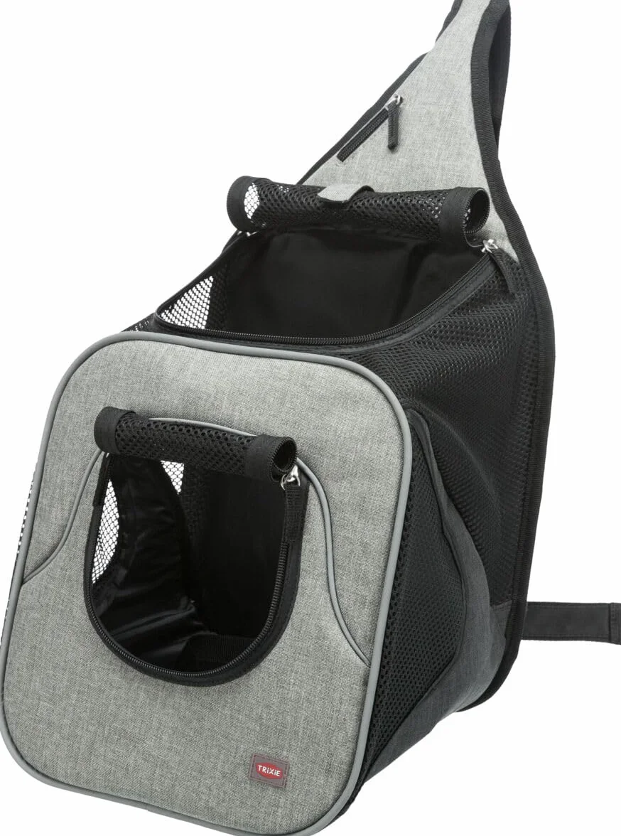 TRIXIE Sac ventral Savina en Nylon Noir/gris 30 × 33 × 26 cm