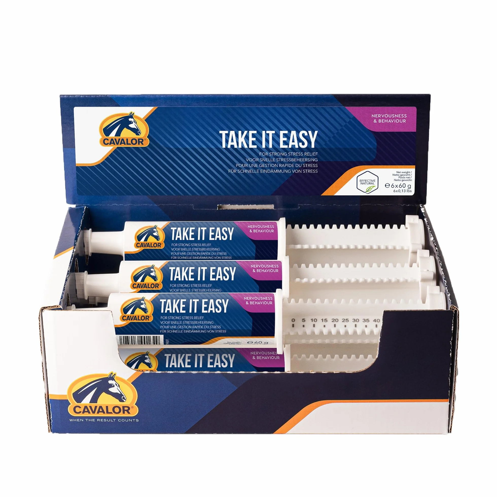 Cavalor Take It Easy dans un récipient pratique | 6 x 60 g | Complément alimentaire pour chevaux | Peut aider à soulager le stress | Contient du magnésium, du tryptophane et des vitamines B