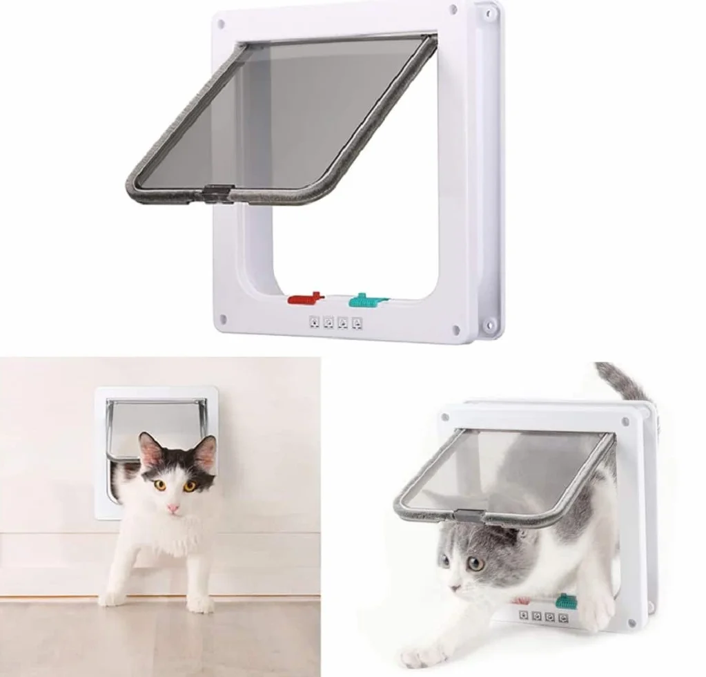 Porte pour Animaux de Compagnie Chatière pour Chat Matériau ABS Blanc