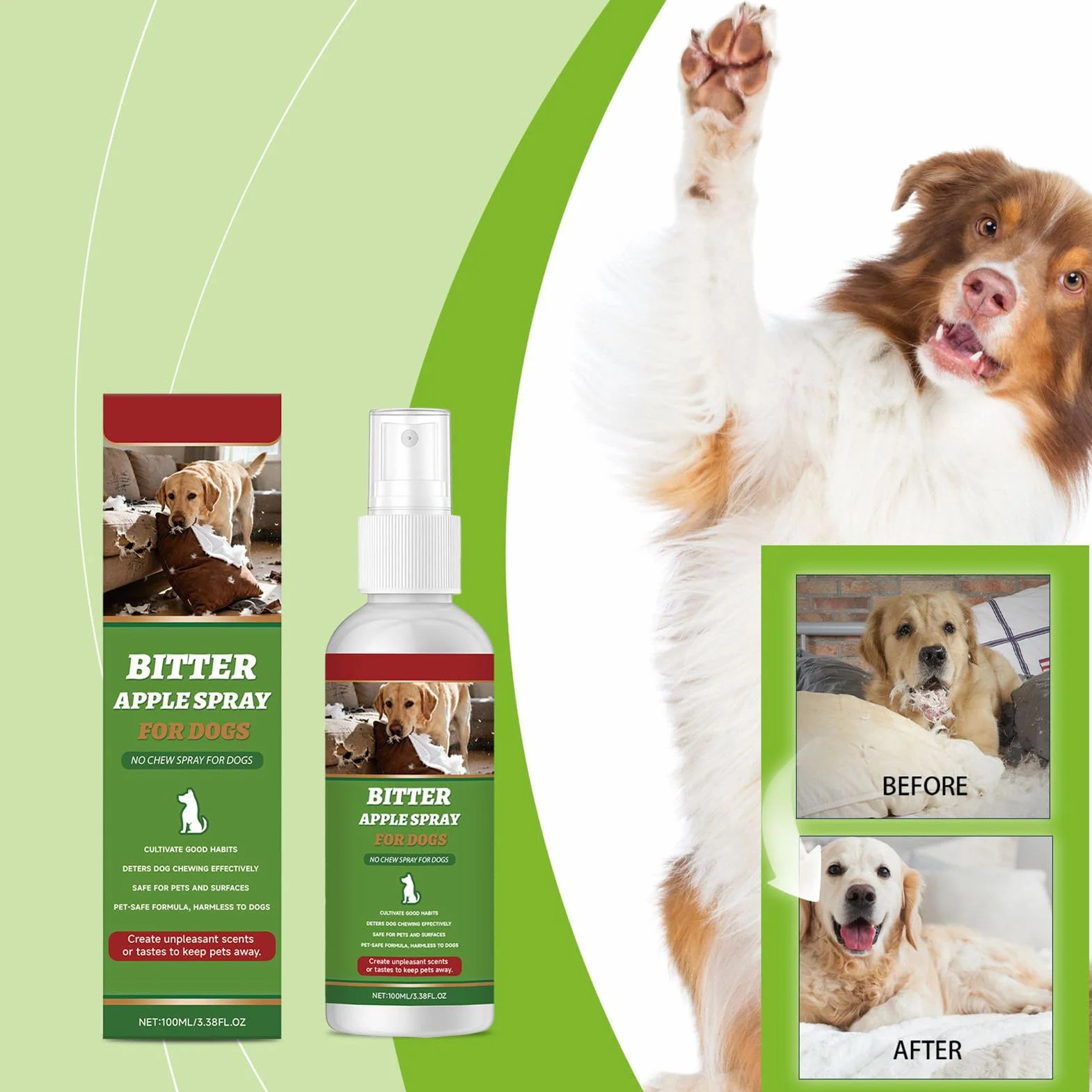 Bitter Spray Mastication Naturelle 100 ML Correcteur de comportement pour Meubles Tapis Terrasse