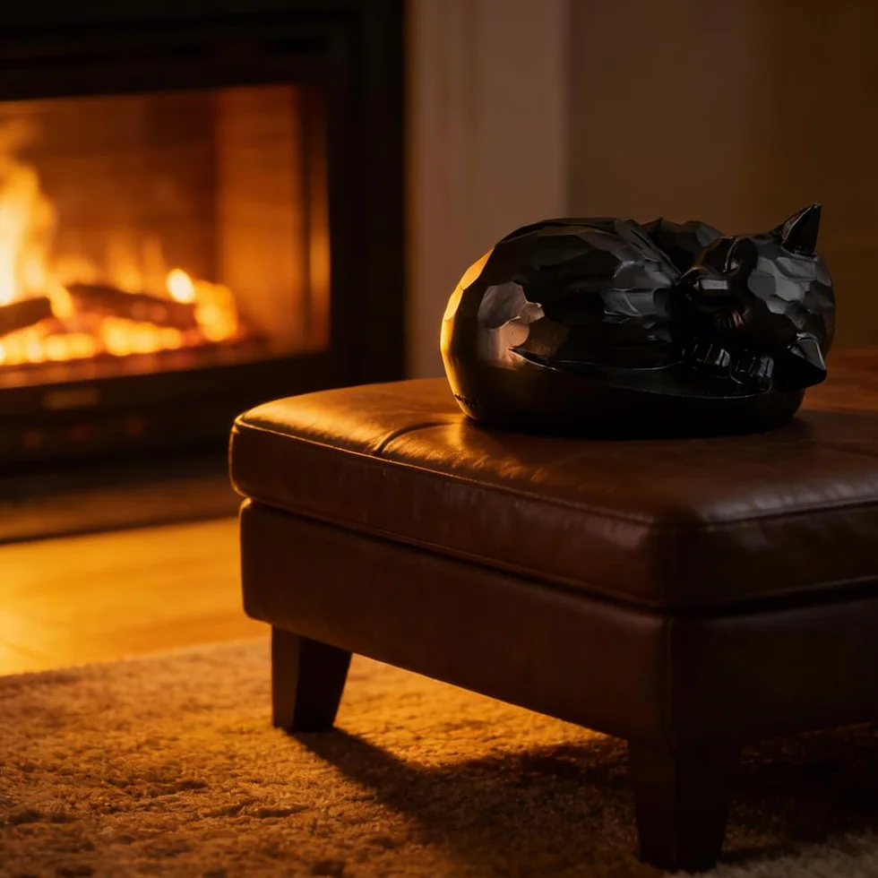 Urne funéraire commémorative pour chat Noir