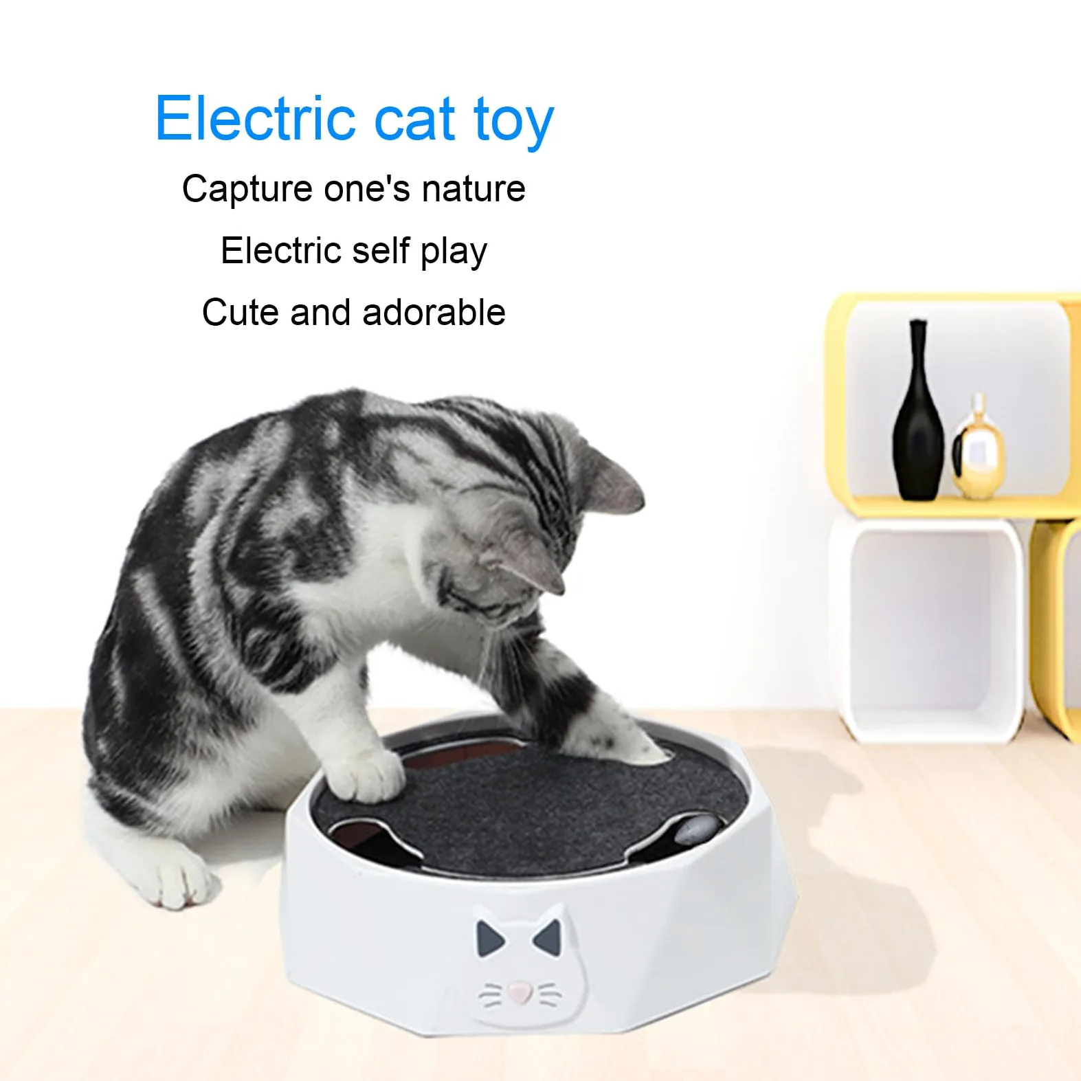 Topiky Jouet Interactif pour Chat, Jouet électrique Automatique pour Chaton avec 2 Modes de Vitesse Réglables, Disque Rotatif pour l'exercice Physique, Plateau Tournant Stimulant pour Chat