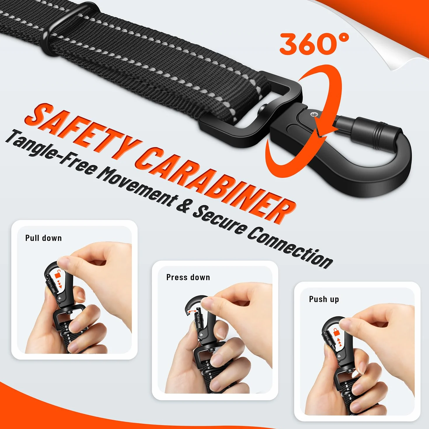 Ceinture Chien Voiture 3 en 1, Ceinture de Sécurité Chien Réglable 58-92 cm avec Système Latch et ISOFIX, Absorption des Chocs, Mousqueton Rotatif 360°, Harnais Voiture pour Toutes Les Races