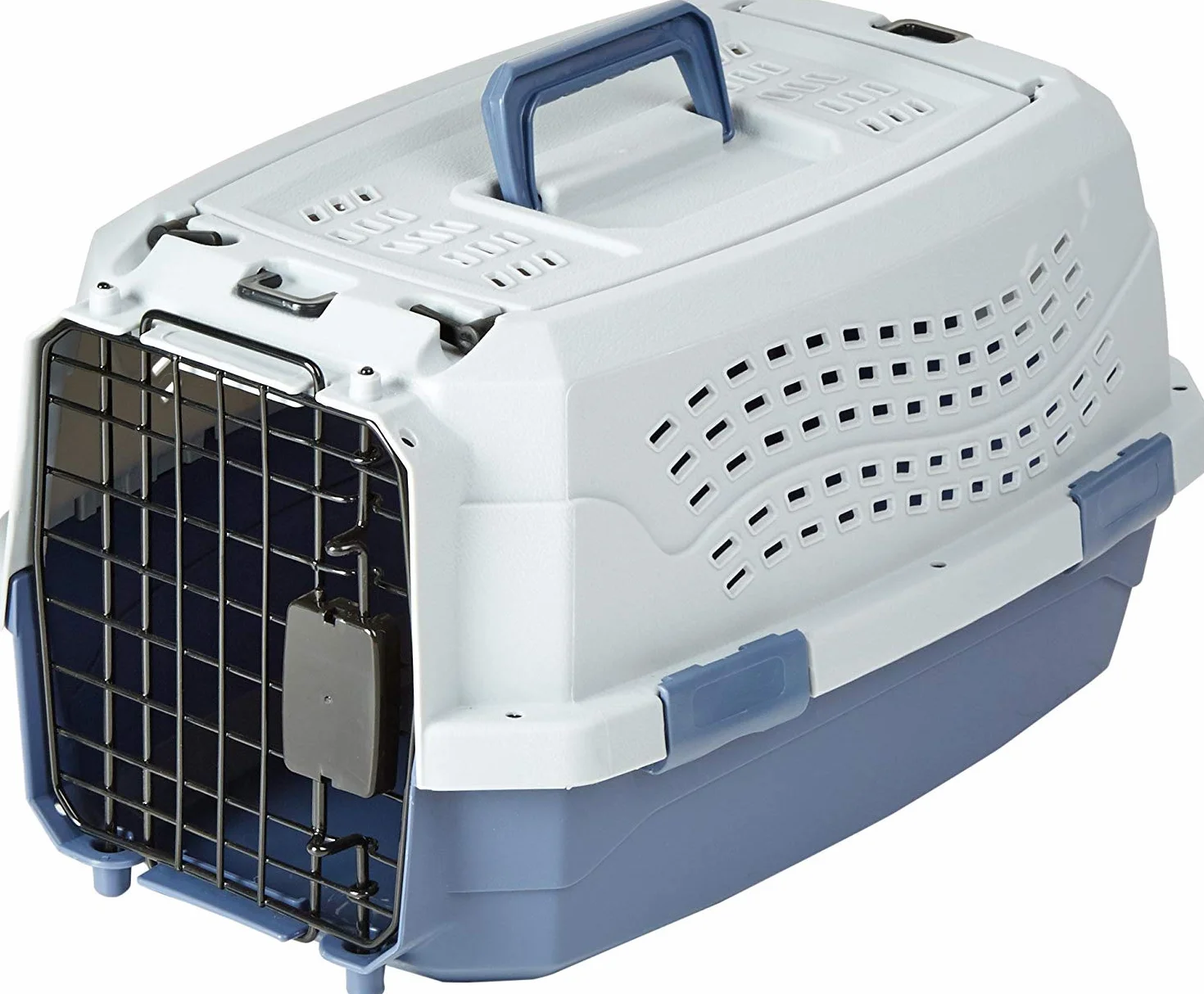 Amazon Basics Caisse de transport pour Chat 2 portes Bleu L 48 x 32 x 25 cm